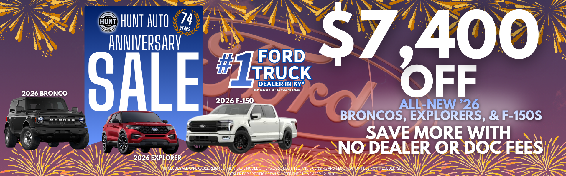 74 Years Means $7,400 OFF Our Most Popular Models!